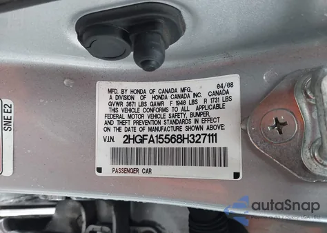 2008 Honda Civic Lx from USA, damaged, VIN 2HGFA15568H327111
